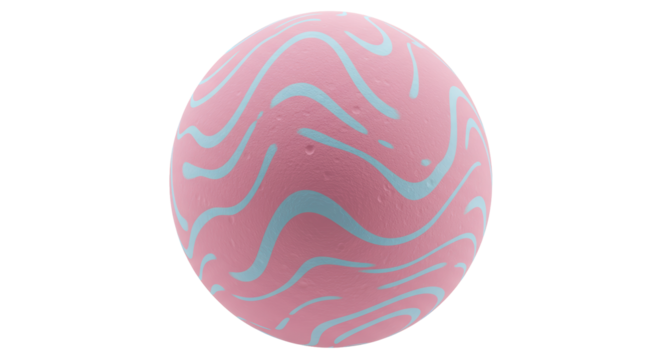 Isolated Decorative Pink Sphere with Blue Waves