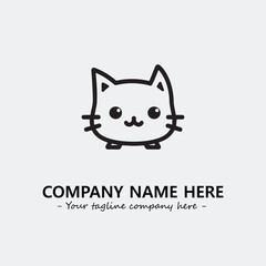Cat illustration black and white for logo company vector image