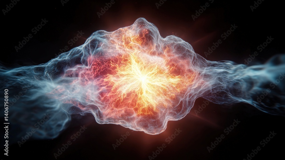 Poster explosive cosmic event outer space digital artwork nebula formation abstract viewpoint energy and tr