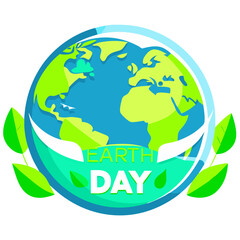 Fototapeta premium Celebrate Earth Day Vibrant Earth graphic with green leaves bold typography and bright colors