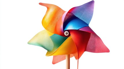 Colorful pinwheel toy isolated on white.
