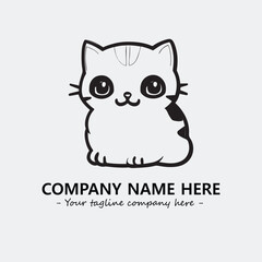 Cat illustration black and white for logo company vector image