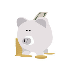 bank digital icon.Piggy Bank and Coins