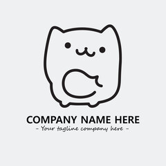 Cat illustration black and white for logo company vector image