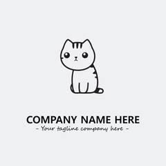Cat illustration black and white for logo company vector image