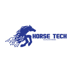 horse tech logo icon vector illustration template design