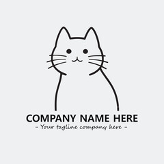 Cat illustration black and white for logo company vector image