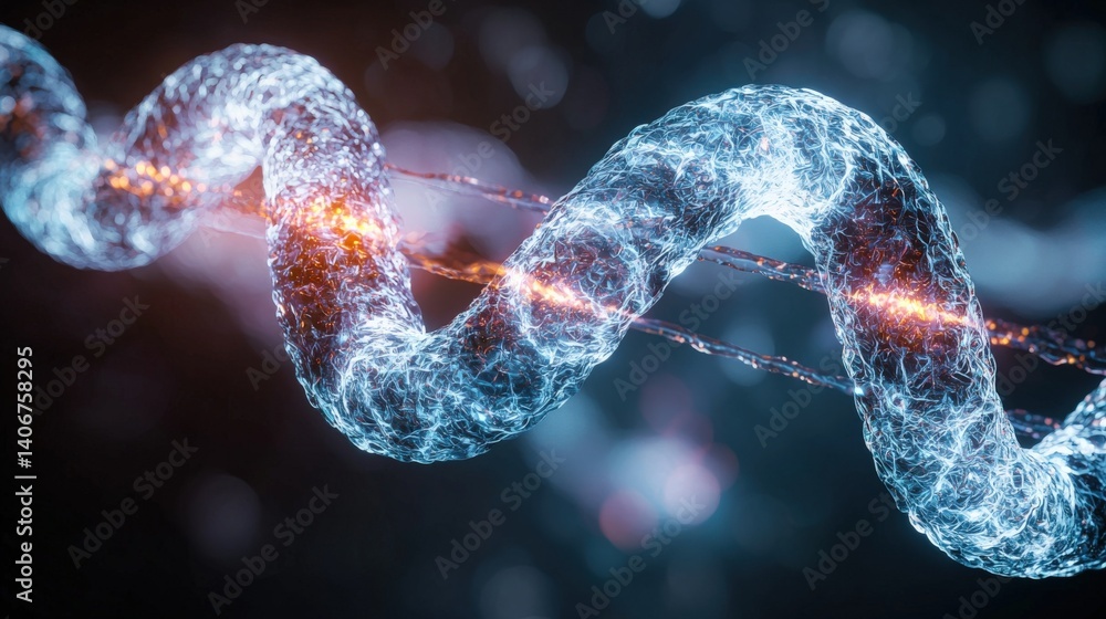 Poster dynamic energy flow visualizing molecular structures in digital art science fiction style abstract e