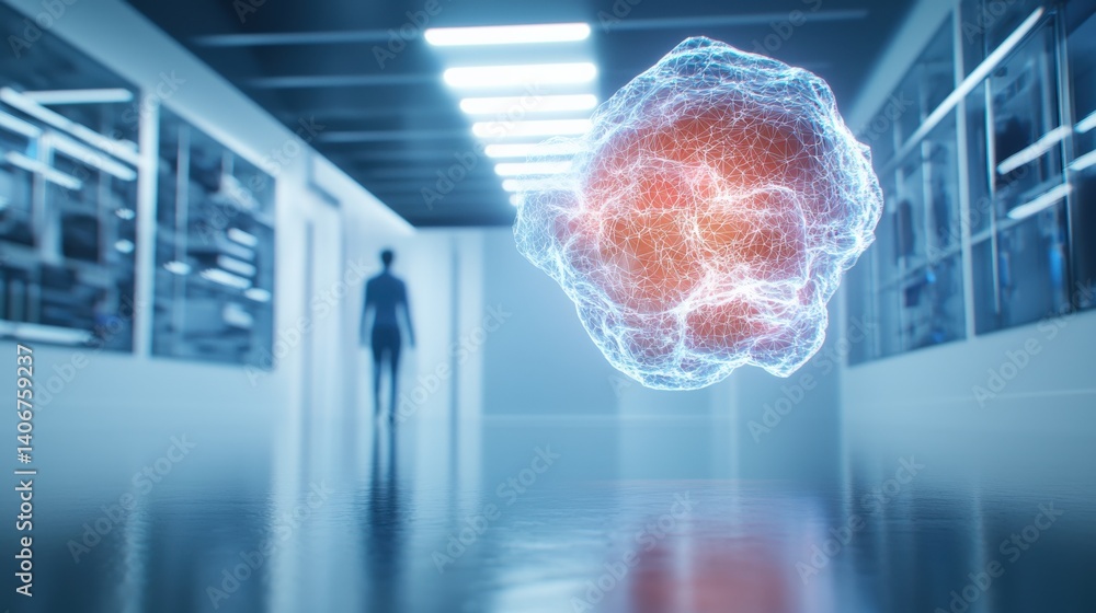 Poster exploration of quantum phenomena research laboratory 3d visualization futuristic environment close-u