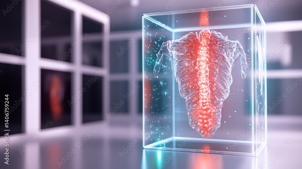 Aufkleber futuristic medical visualization of spine anatomy laboratory 3d rendering high-tech environment clos
