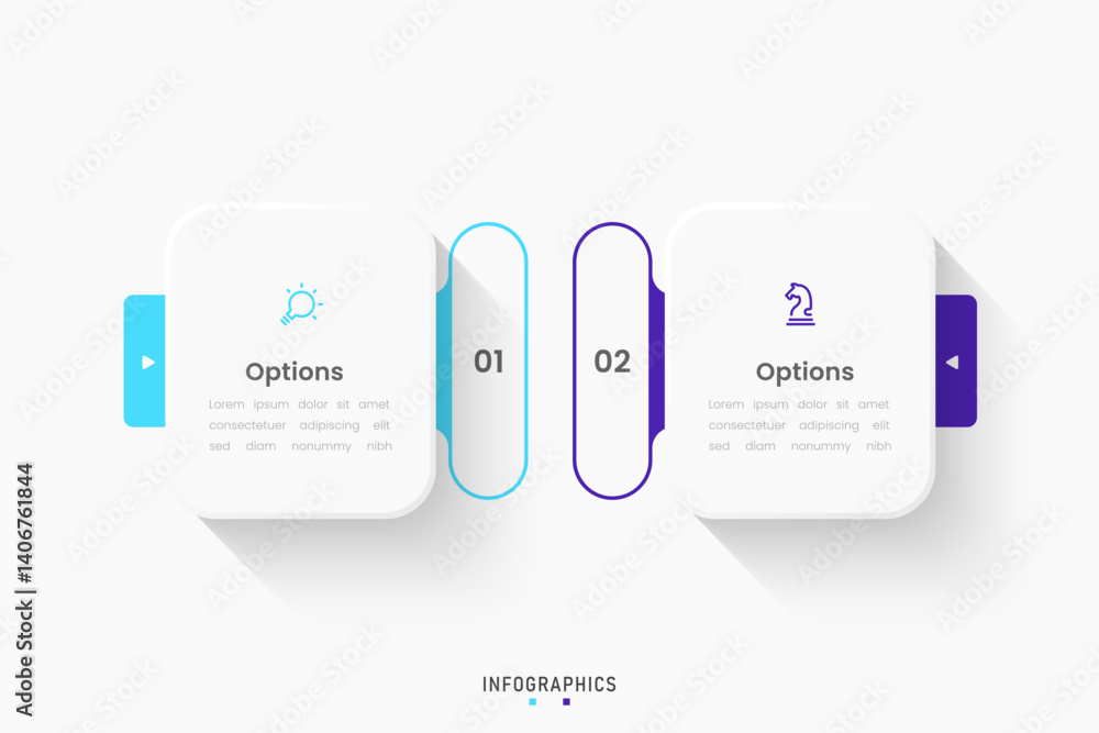 Wall mural vector infographic label design template with icons and 2 options or steps. can be used for process 