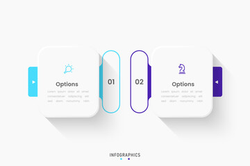 Vector Infographic label design template with icons and 2 options or steps. Can be used for process diagram, presentations, workflow layout, banner, flow chart, info graph.