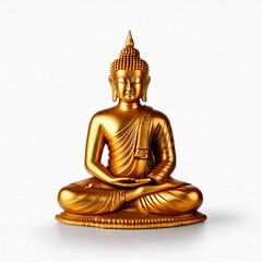 gold symbol  sitting budda isolated on white background 