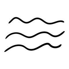 Wave hand draw icon vector. Ocean illustration sign. Sea symbol or logo.