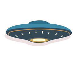 vektor UFO spaceship with light beam 