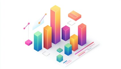 Colorful isometric bar graph