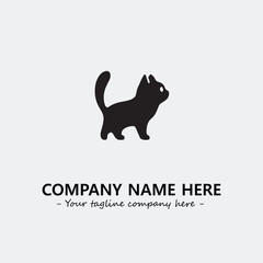 Cat illustration black and white for logo company vector image