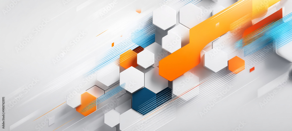 Poster abstract white background with hexagon shape and digital technology concept white background