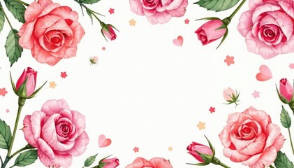 Delicate watercolor roses repeat in a soft, romantic pattern , design, background, repeat