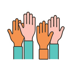 Obraz premium Raised hands icon in multiple skin tones