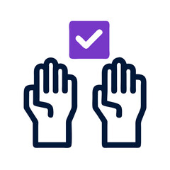 Obraz premium Voting approval with raised hands icon