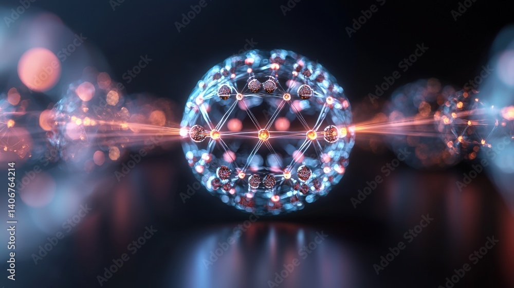 Poster dynamic molecular structure visualization digital realm 3d render futuristic environment close-up vi