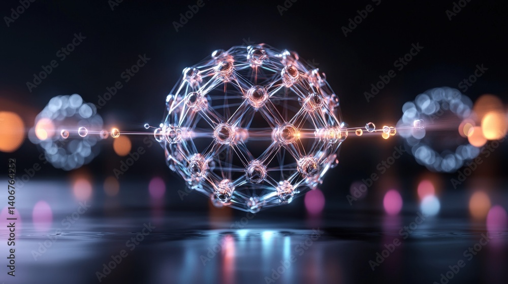 Poster dynamic quantum network visualization digital art futuristic environment abstract viewpoint science 