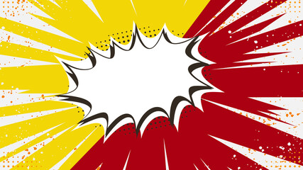 red and Yellow comc background with white comment box.  Red comic background and yellow comic background. pop art background, graphic novel background, red and yellow background, bold comic style,