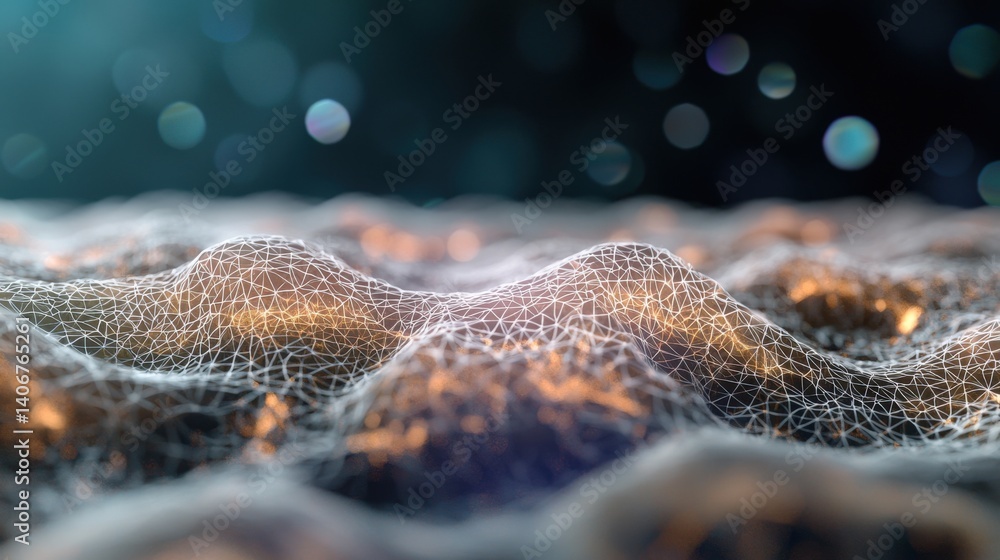 Poster exploring the intricate patterns of microbial landscapes science lab digital art abstract close-up v