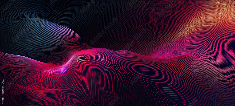 Poster abstract abstract fluid wave pattern with neon colors background, abstract minimal neon background w