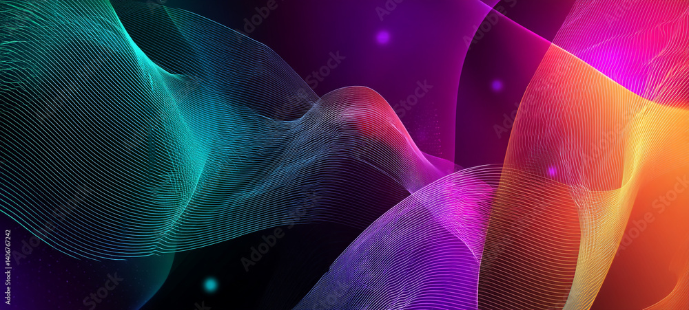 Poster abstract abstract fluid wave pattern with neon colors background, abstract minimal neon background w