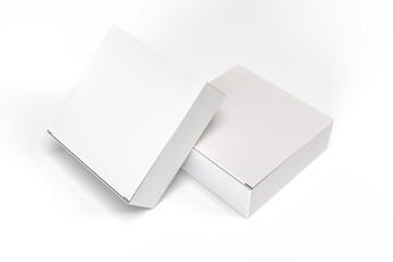 Realistic cardboard paper container packaging boxes mockups isolated on background. Design template for food, cosmetic, pharmacy, sport, cream, delivery, skin care, healthcare or medicine presentation