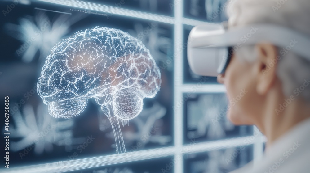 Poster exploring virtual reality applications in neuroscience research laboratory setting interactive displ