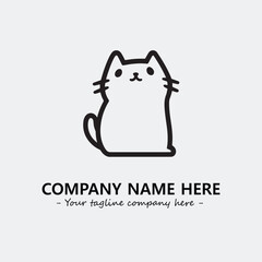 Cat illustration black and white for logo company vector image