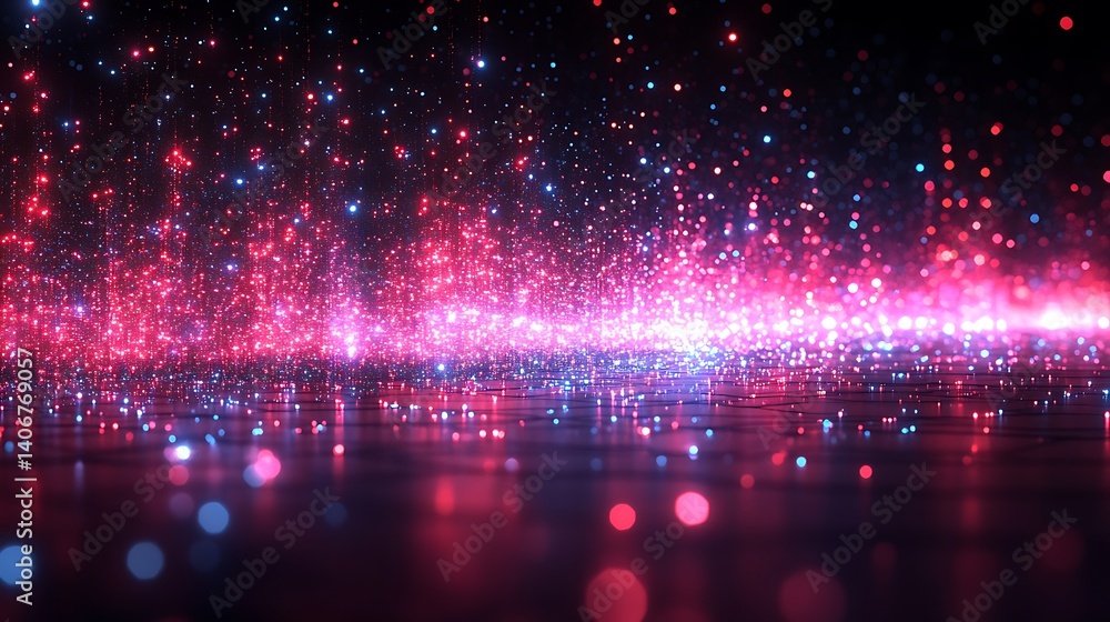 Poster abstract data symphony: a vibrant and futuristic digital art piece. displaying a dynamic visual land