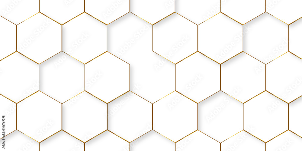 Aufkleber modern gold honeycomb design stylish abstract geometry background. elegant gold hexagon pattern luxu
