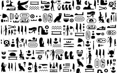Vector seamless pattern (tiling) with ancient egyptian hieroglyphs and symbols. Endless texture can be used for pattern fills, web page background, fabric design, scrapbooking paper