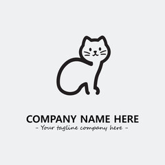 Cat illustration black and white for logo company vector image