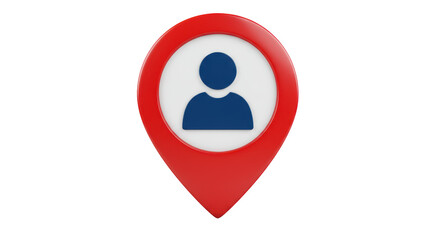 Isolated Red Location Pin with Person Icon