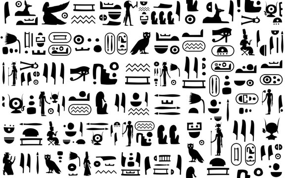 Vector seamless pattern (tiling) with ancient egyptian hieroglyphs and symbols. Endless texture can be used for pattern fills, web page background, fabric design, scrapbooking paper