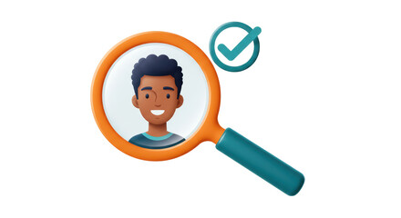 Isolated Magnifying Glass Focusing on Person Profile
