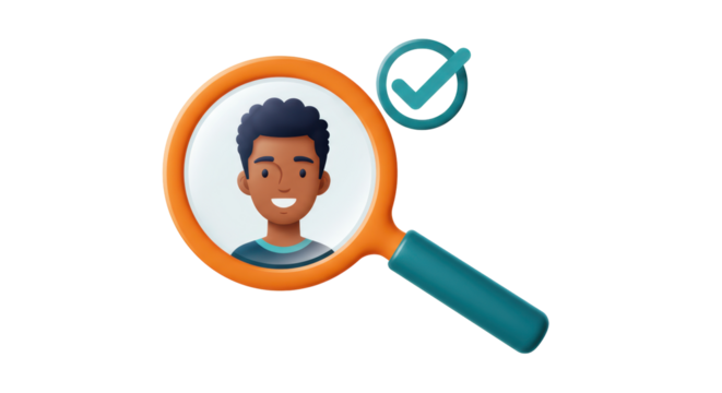 Isolated Magnifying Glass Focusing on Person Profile