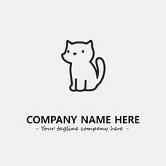 Cat illustration black and white for logo company vector image