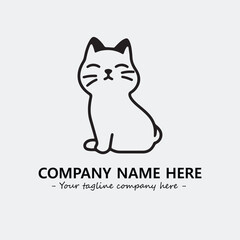 Cat illustration black and white for logo company vector image