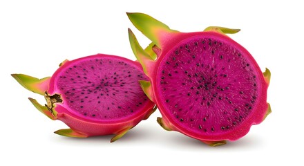 Dragon fruit pitaya isolated Cut open tropical fruit on white