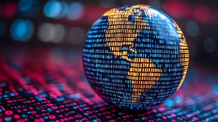 Global Connectivity: A digital globe rendered with binary code, symbolizing interconnectedness.