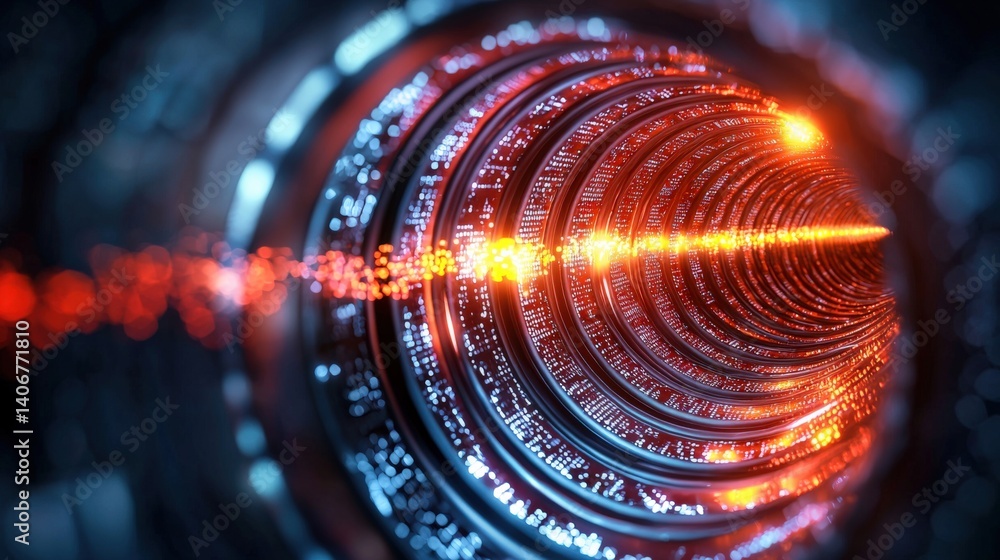Poster exploring the depths of a futuristic portal digital realm 3d render sci-fi environment abstract view