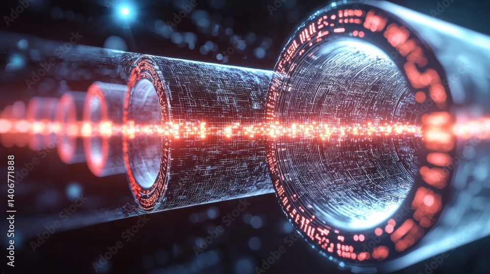 Poster high-tech energy transfer event futuristic lab digital art sci-fi environment close-up viewpoint qua