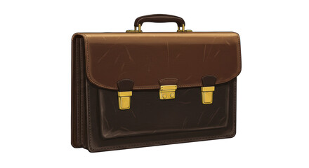 Isolated Brown Leather Briefcase