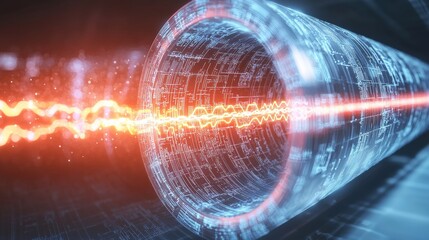 Exploring quantum waves energy transmission in a sci-fi environment digital visualization futuristic concept